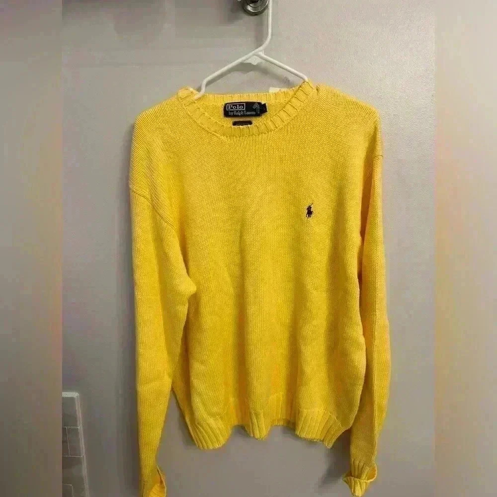 Men's polo Ralph Lauren yellow size large crewneck nwt cotton sweater